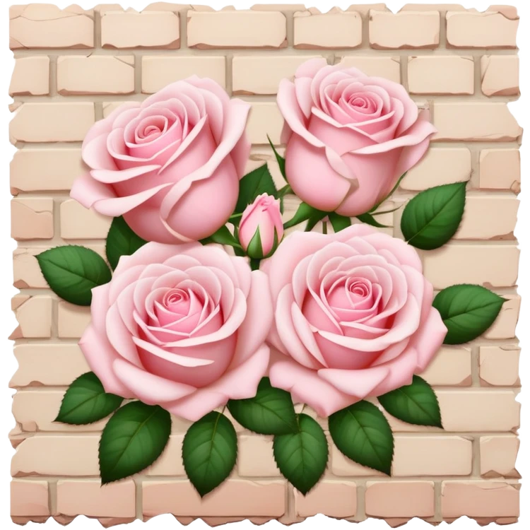 Light pink roses surrounding a beige brick wall emoji