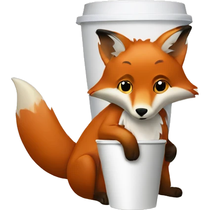 A fox holding a paper cup emoji