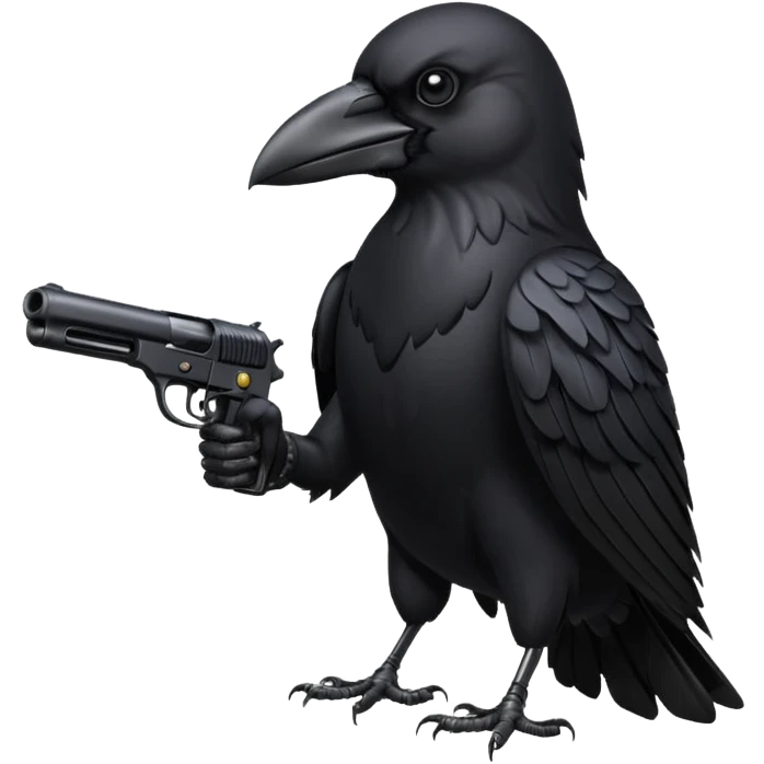 crow holding a gun emoji