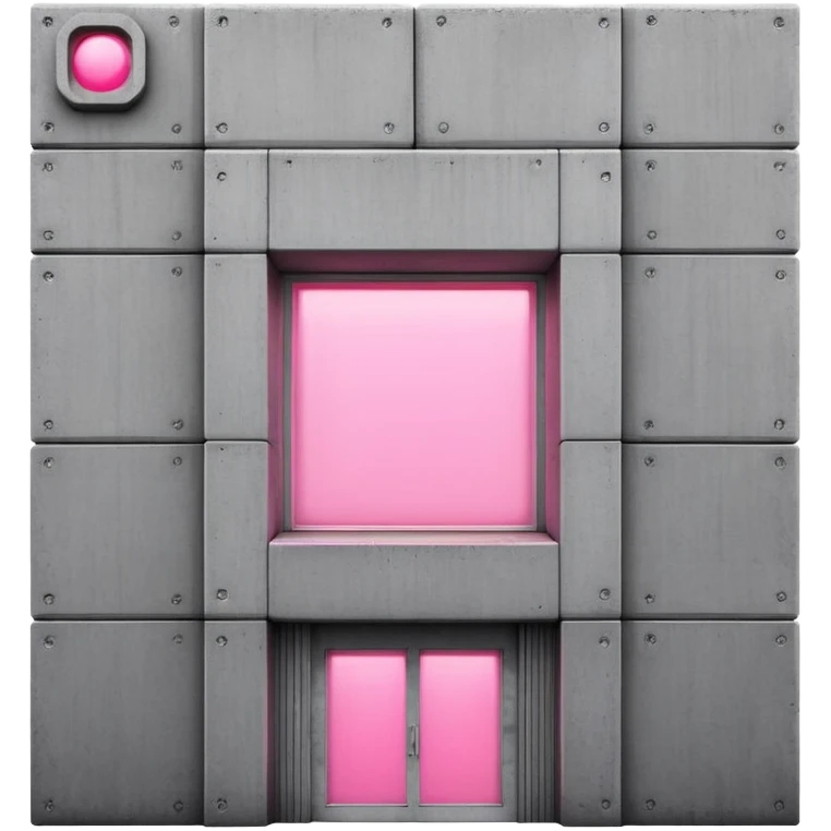 Soviet-style concrete panel building with single pink glowing window, rectangular brutalist design emoji