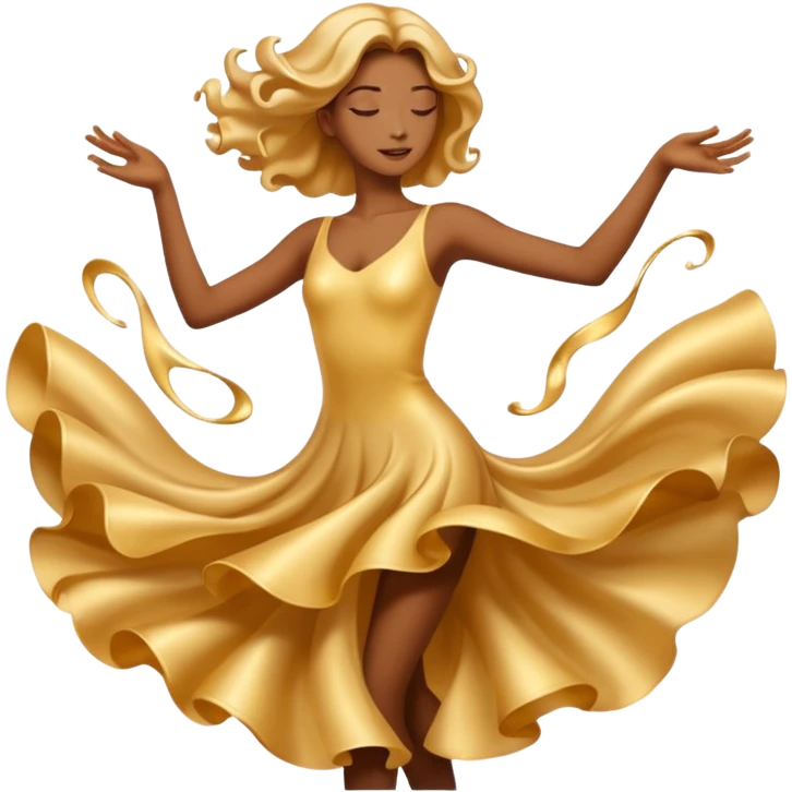 Golden liquid around the dancing hands emoji