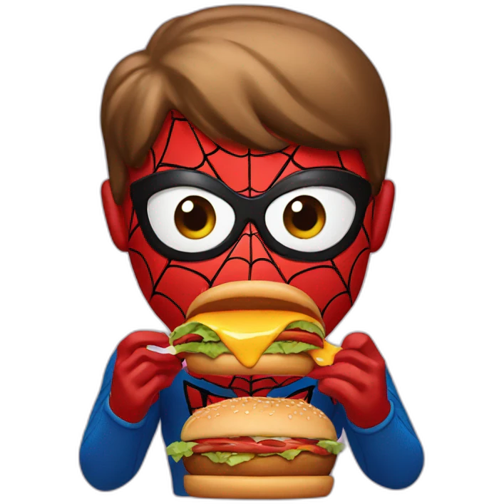Spider man eating a Burger  emoji