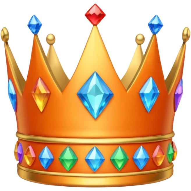 orange 3d crown with rainbow gems emoji