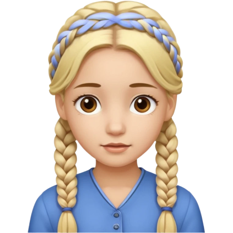 Girl with blonde hair and 2 braids. Brown eyes.  emoji