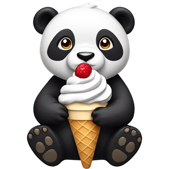 Panda eating ice cream emoji