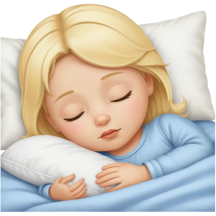 Blonde baby girl in bed sleeping  emoji