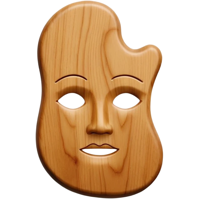 wood face gua sha tool, classic gua sha shape, warm wood tone, no text emoji