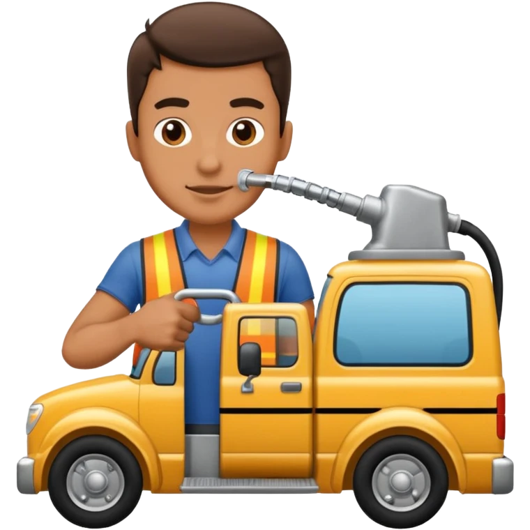 Homme met de l'essence dans le camion emoji