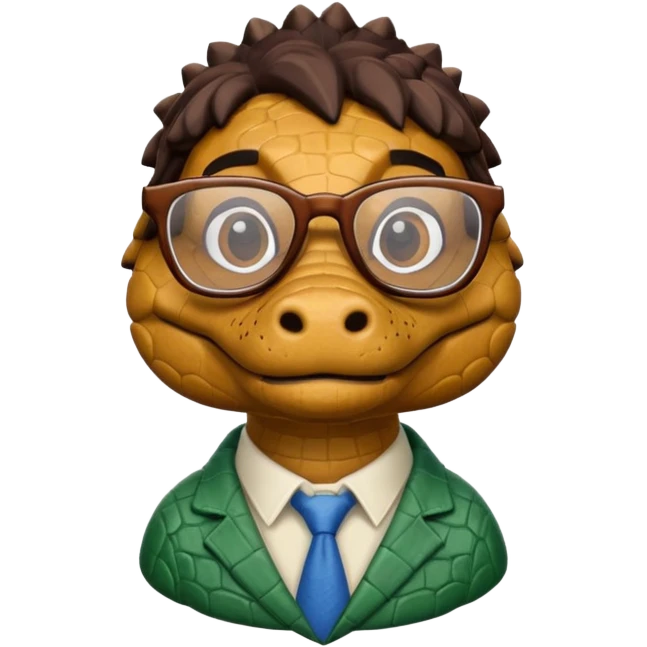 A clay academic alligator. The background is a solid white circle emoji