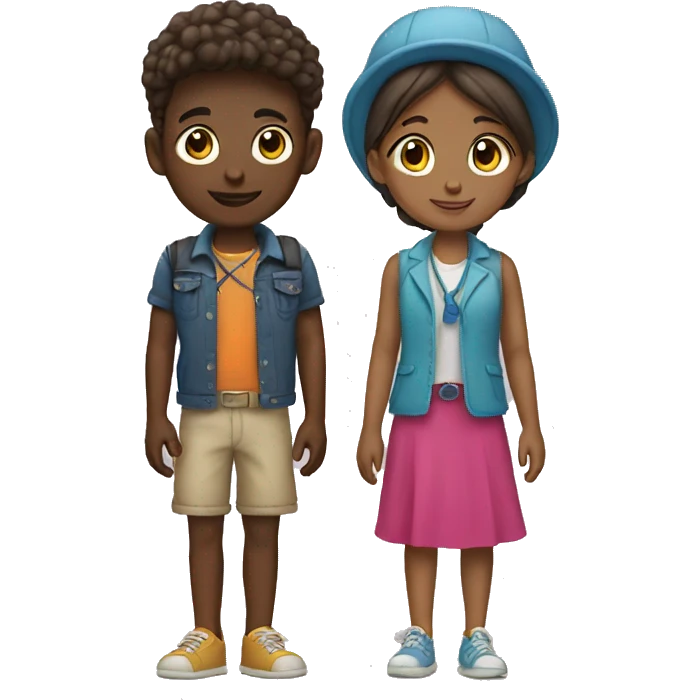 boy and girl with accessories emoji