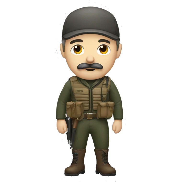 White guy with black mustache wearing hunting gear  emoji