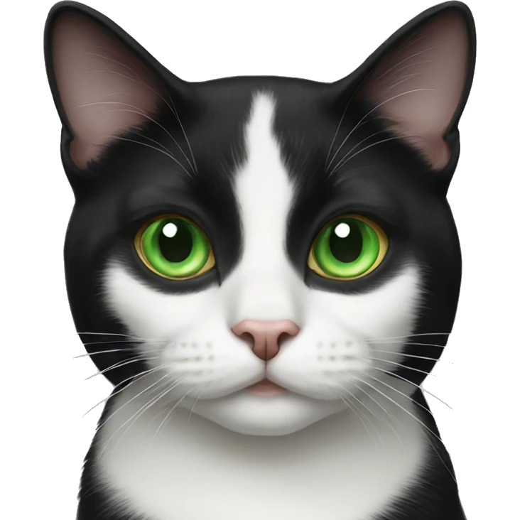 tuxedo cat, green eyes emoji