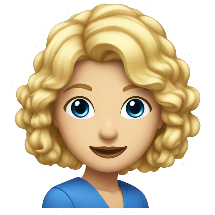 Maestra con pelo ondulado y corto rubia y ojos azules emoji