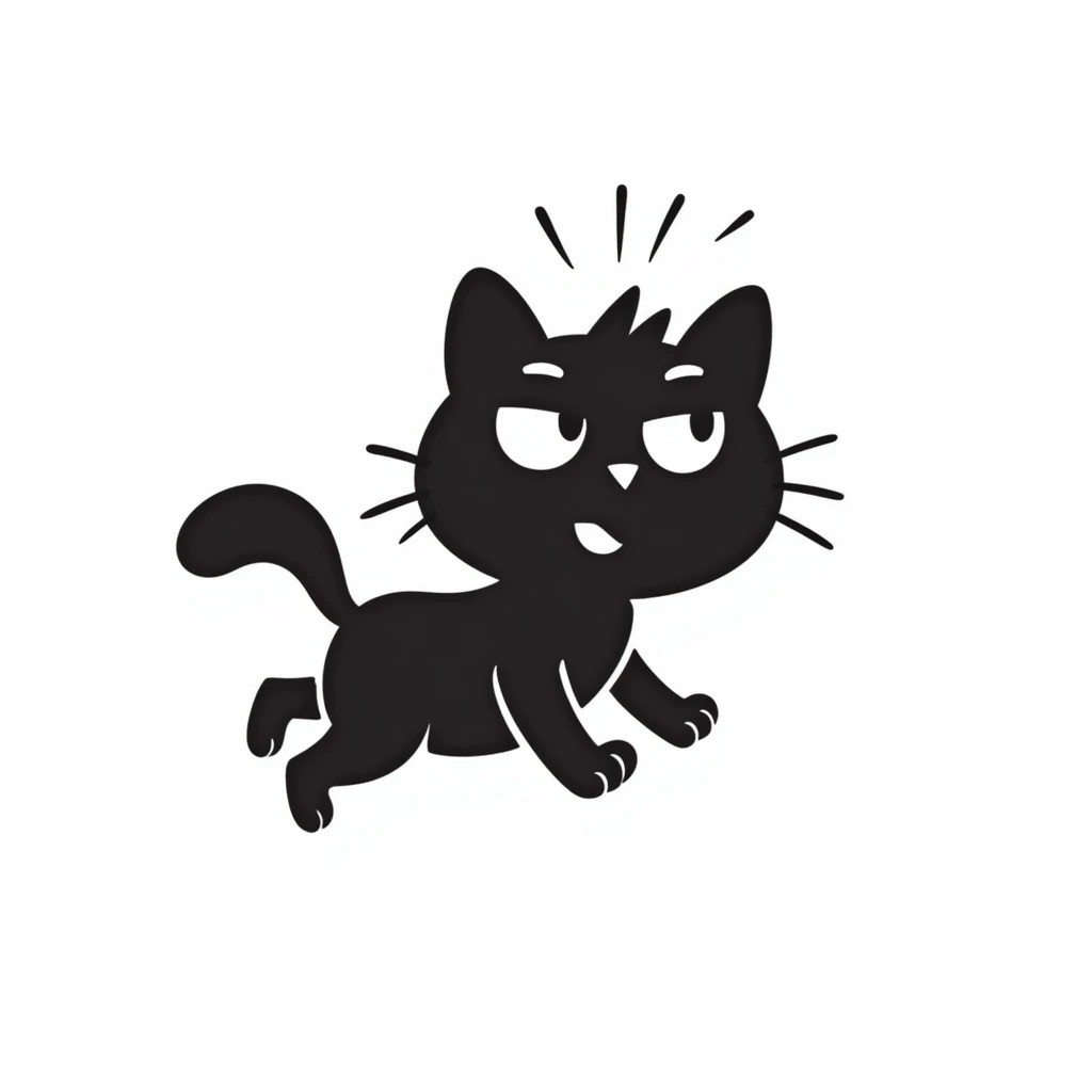 hand-drawn doodle of a cat attacking, sketchy lines, simple and fun emoji