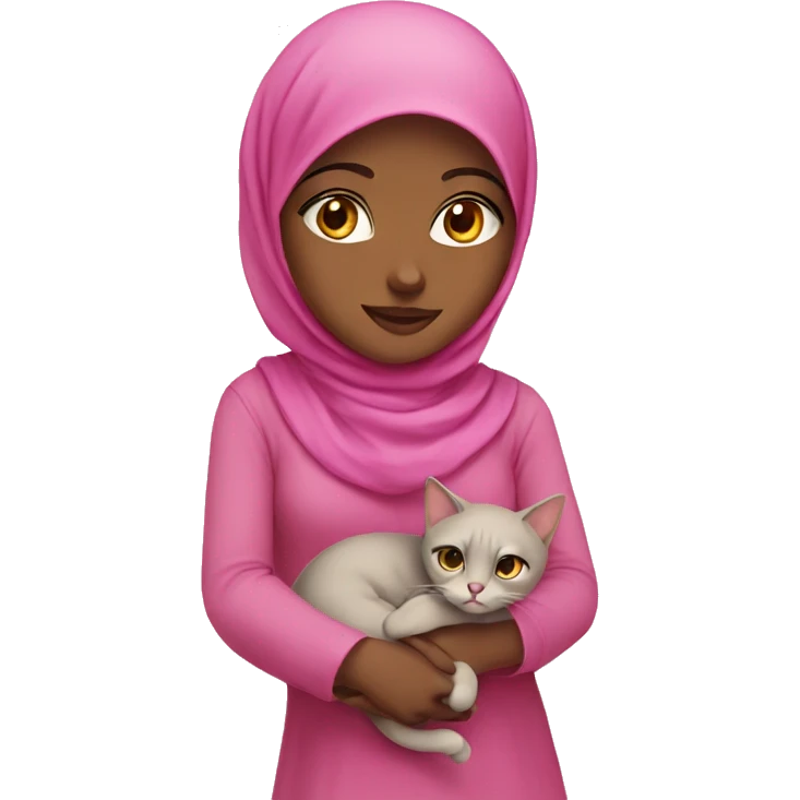 Muslim girl with pink cat emoji