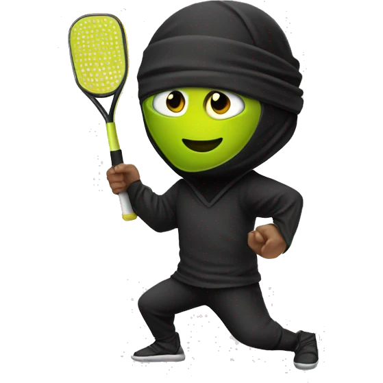 Ninja wearing black playing pickleball emoji