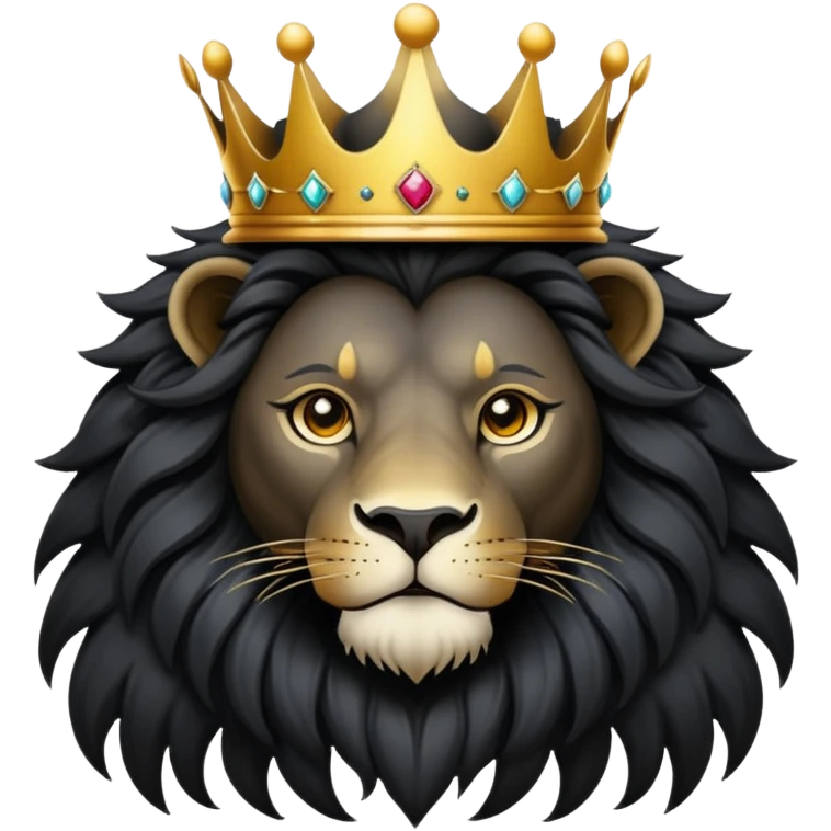 Black Lion with crown emoji