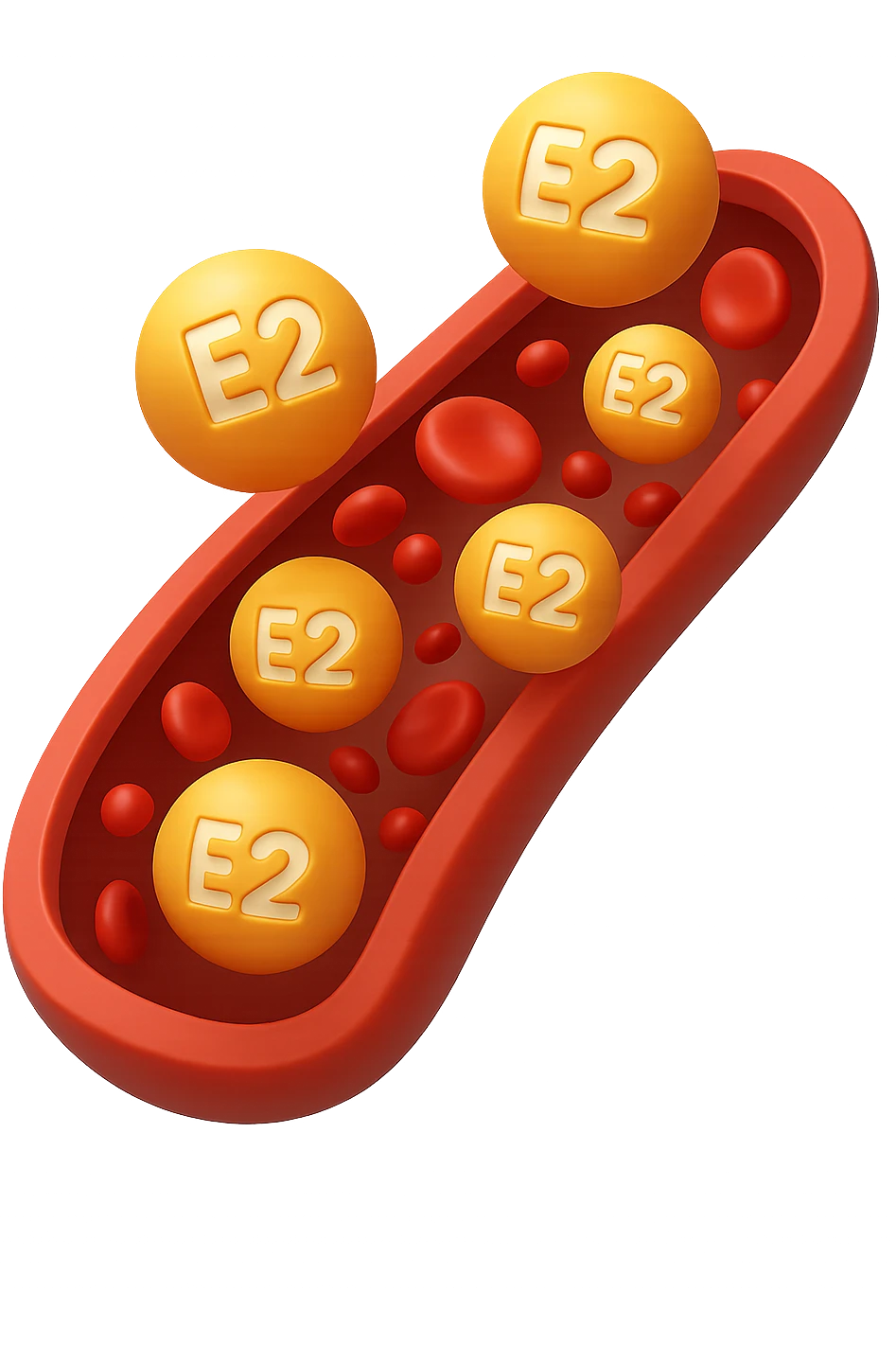 EMOJI STILE IPHONE 3D DI particelle di ormoni estrogeni che circolano in una vena umana emoji