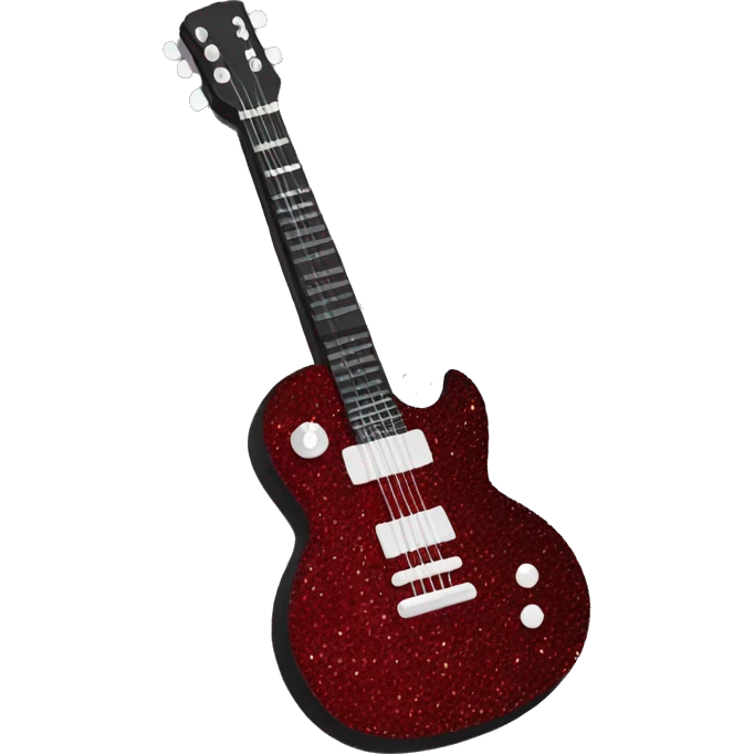 Dark red sparkly guitar emoji