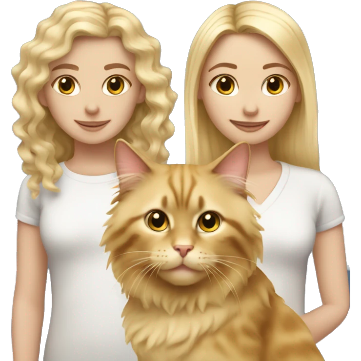 A girl with a ragdoll cat and the girl has blonde wavy hair  emoji