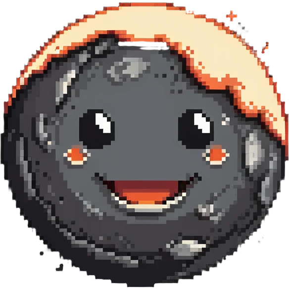 smoky volcanic planet with wispy clouds and a cute smiling face emoji