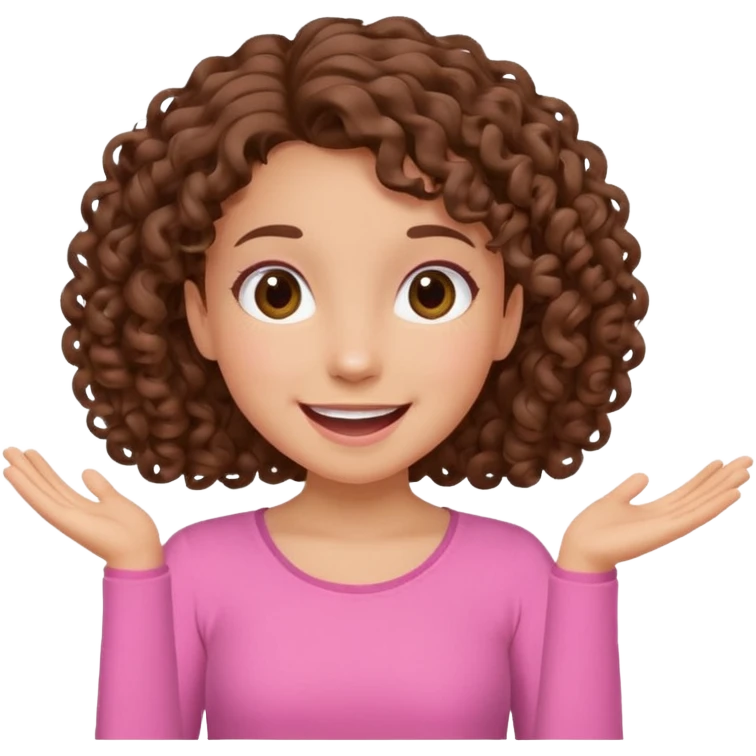 fun cute loud popular pretty girl modest curly brown hair pink top excited emoji
