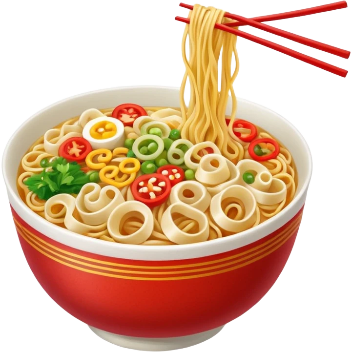 assortment of Chinese noodles, several types of noodles, bright, appetizing emoji