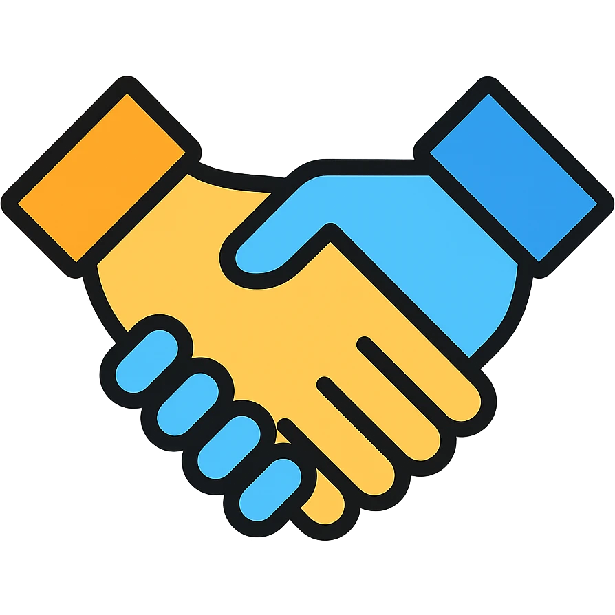 handshake icon with color and black outlines emoji