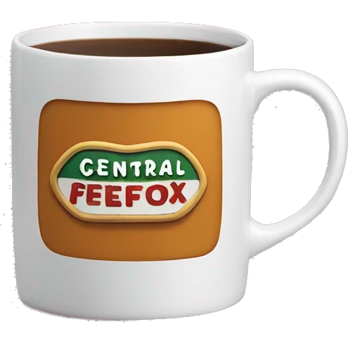 Mug with ‘central perk’ writing emoji