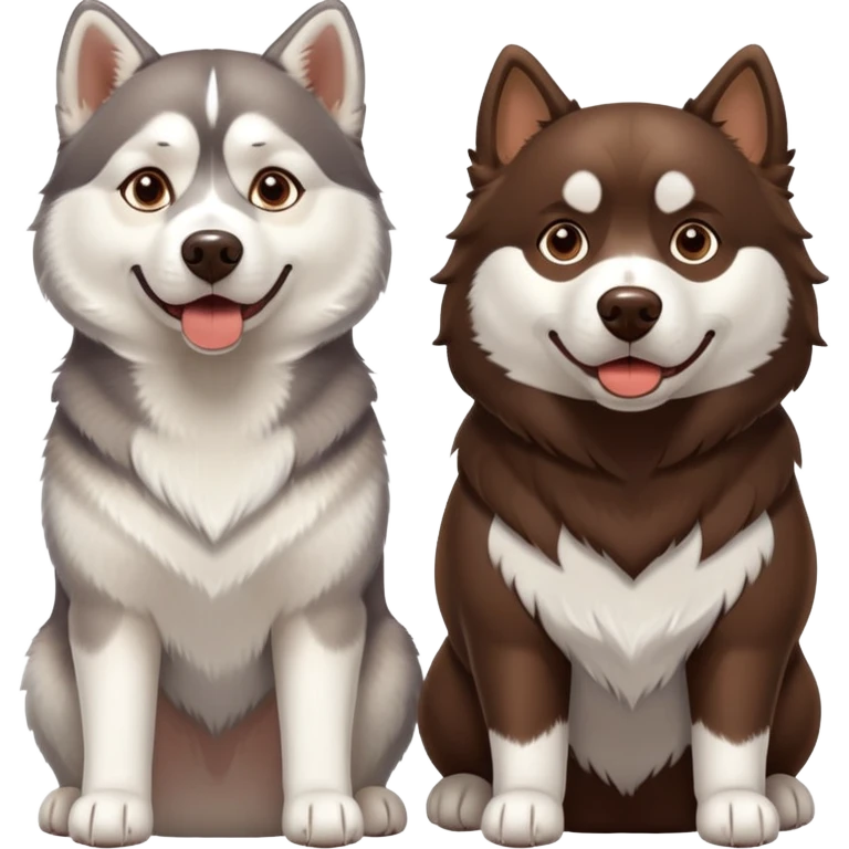 Husky dog next to chocolate lab dog emoji