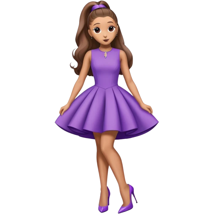 Ariana grande wearing a purple two part dress and high heels  emoji