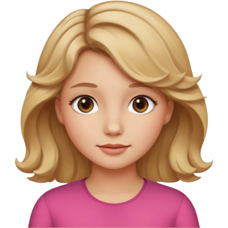 Can you make her more browny blonde with a slight curl in her hair with rosy cheeks emoji