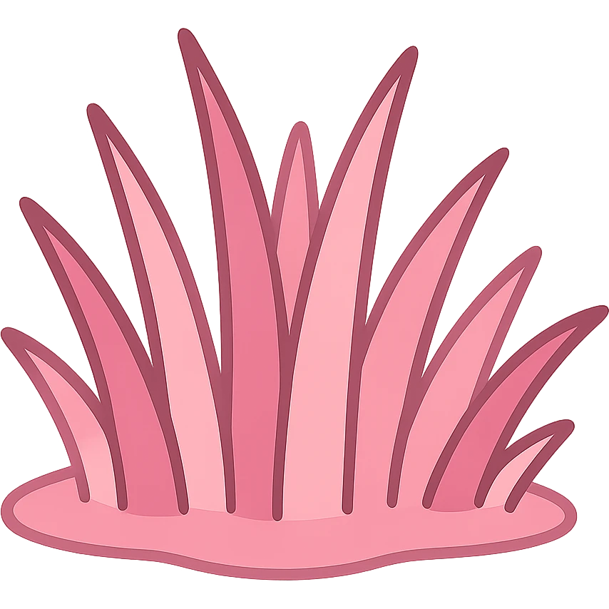 flat toon style patch of pink grass with simple shapes emoji