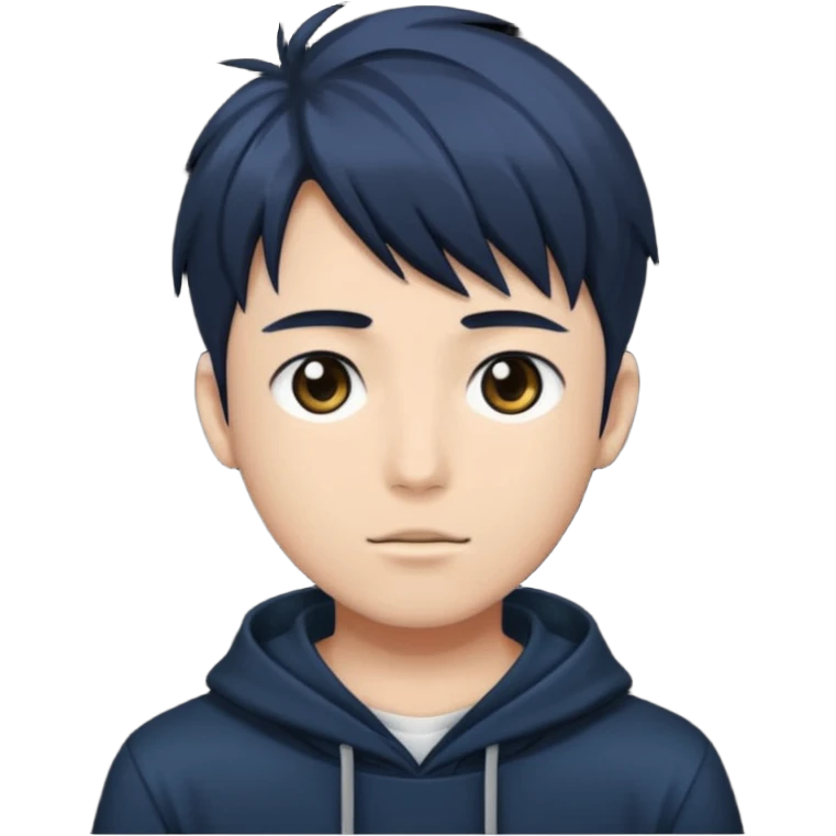 A dark anime-style illustration of a young man emoji