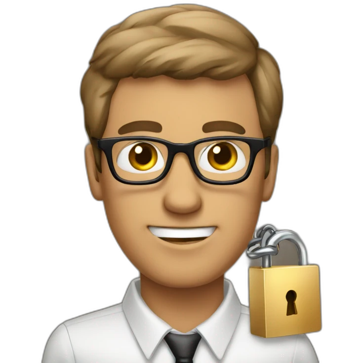 brown-short-haired classy man wearing glasses struggling to fit a key into a lock emoji