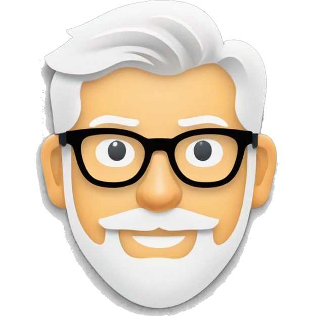 White male, mid 40, with blond / gray hairs. A bit of beard. Glasses. face is oval.  emoji