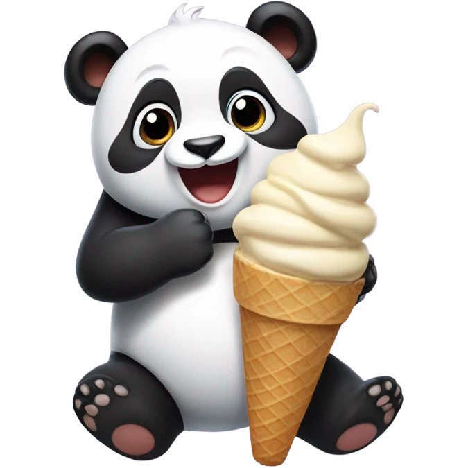 Panda eating ice cream emoji