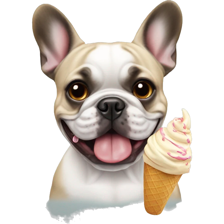 french bulldog eating icecream emoji