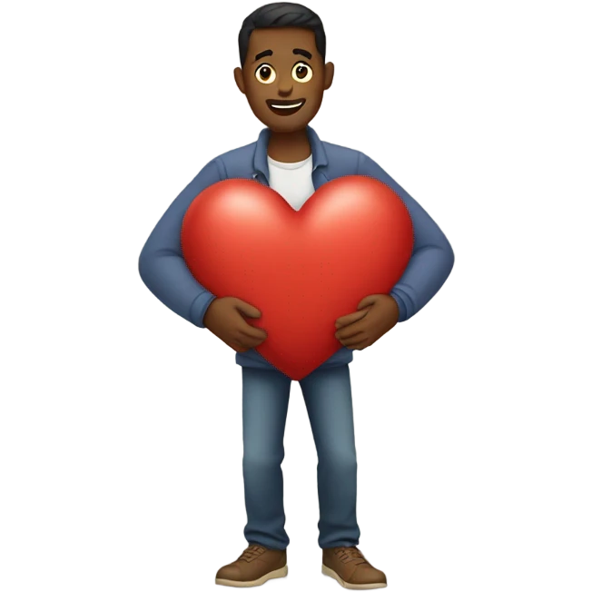 Father holds his  big heart in his arm emoji