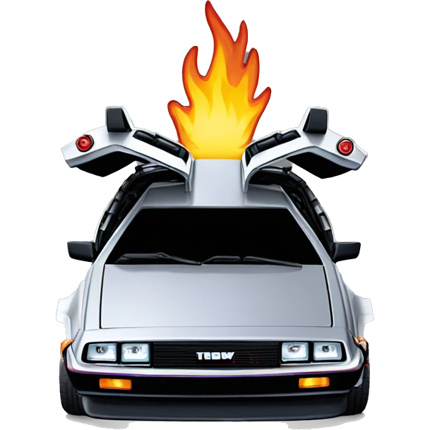 Back To The Future Delorean with Flame Tire Tracks behind emoji