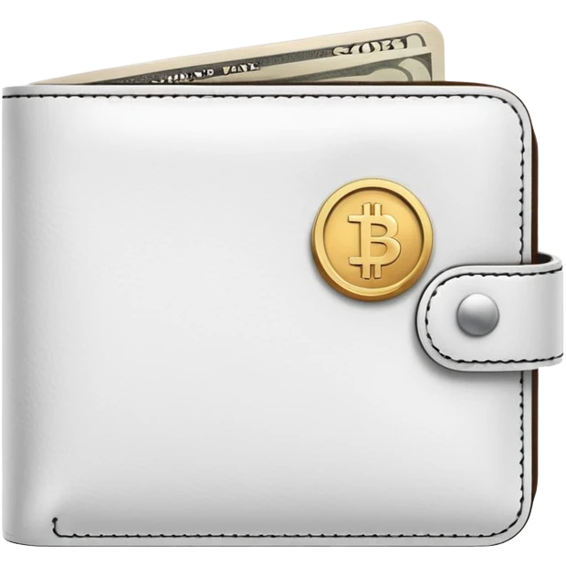 white wallet with a coin emoji