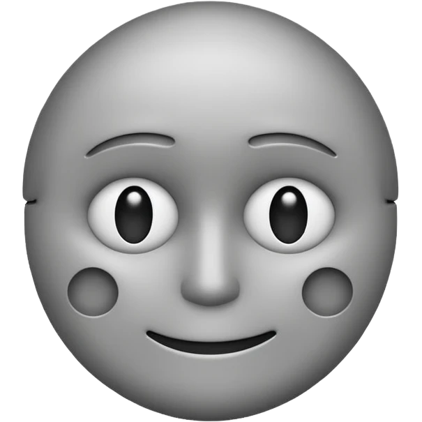 minimalist illustration of a neutral gray emoji face, , representing emotional isolation through algorithms. cold tone, grayscale color palette, subtle noise texture, geometric and mechanical look, emotionless expression, digital abstraction, soft vignette on white background. emoji
