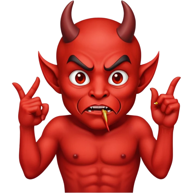 devil character making a be quiet gesture, finger to lips emoji