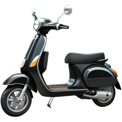 An icon featuring a sleek scooter parked on a smooth path in a park. The background showcases winding pathways, tall trees, and bright greenery with the sun shining through. The scooter stands ready for a ride, capturing the freedom and joy of scootering outdoors. Transparent background emoji
