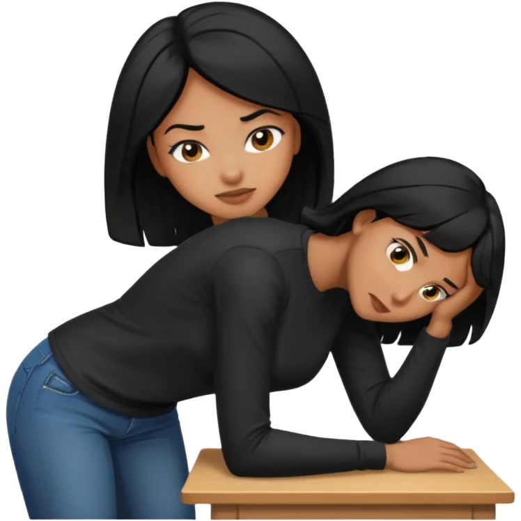 Black hair woman bent over emoji