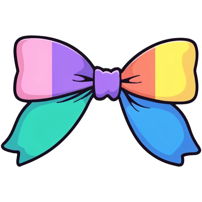 pastel rainbow striped bow with sparkles emoji