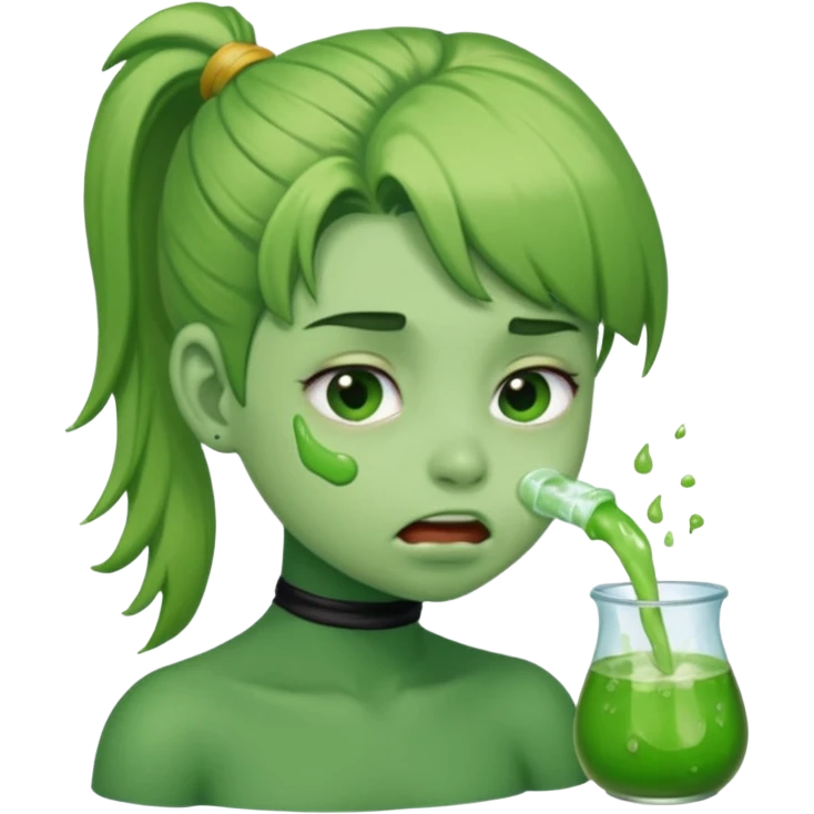 I want to have the puke emoji but with a pony tail, like Ariana Grande emoji