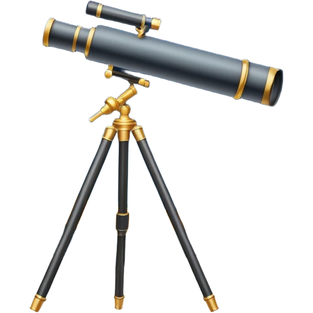 An icon featuring a telescope, stars, and a planet, symbolizing astronomy. The design includes a crescent moon, distant galaxies, and constellations, representing the study of space and celestial bodies. Transparent background highlights the exploration of the universe and cosmic phenomena. emoji