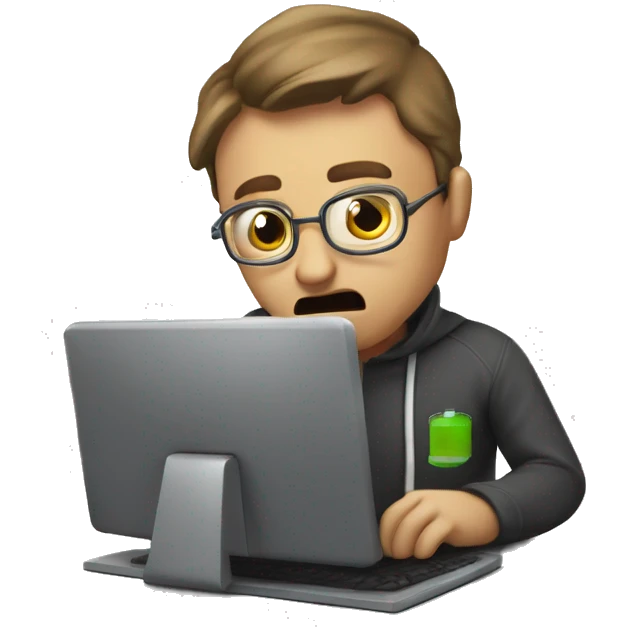 software developer debugging code, stressed by deadlines emoji