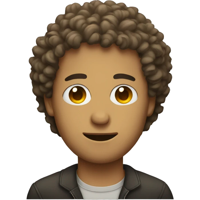 Man with curly hair covering eyes emoji